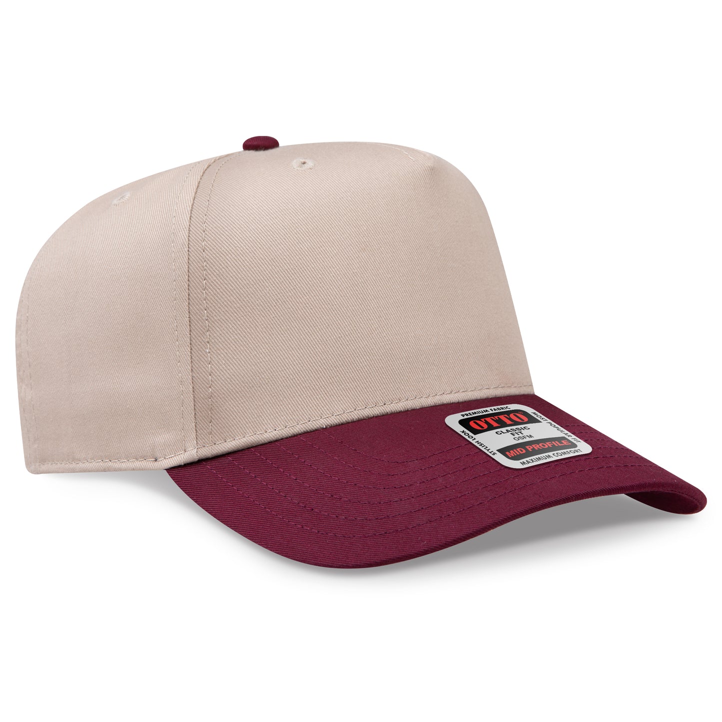 OTTO CAP 5 Panel Mid Profile Baseball Cap - Crown Split