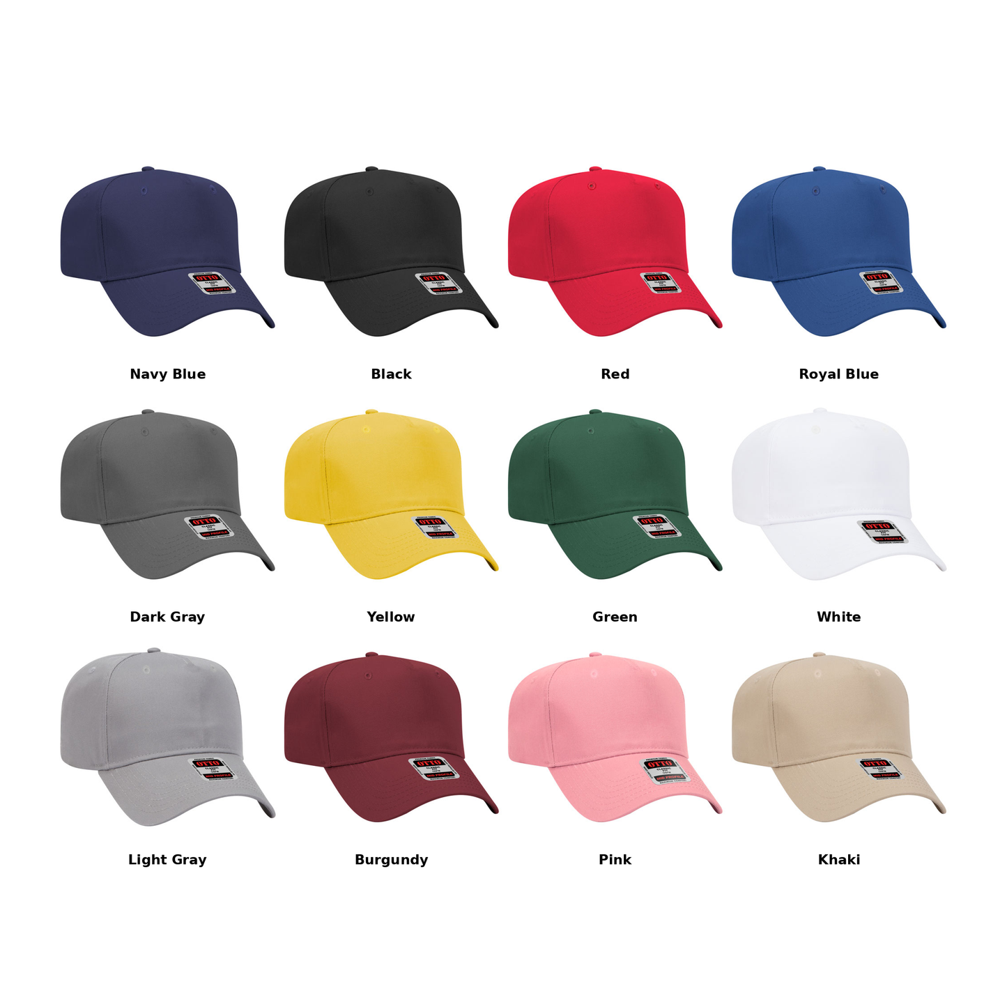 OTTO CAP 5 Panel Mid Profile Baseball Cap - Solid Colors