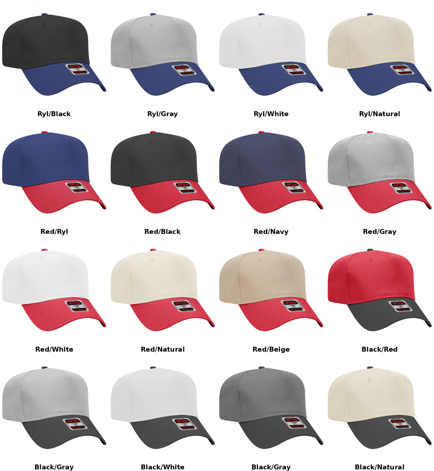 OTTO CAP 5 Panel Mid Profile Baseball Cap - Crown Split