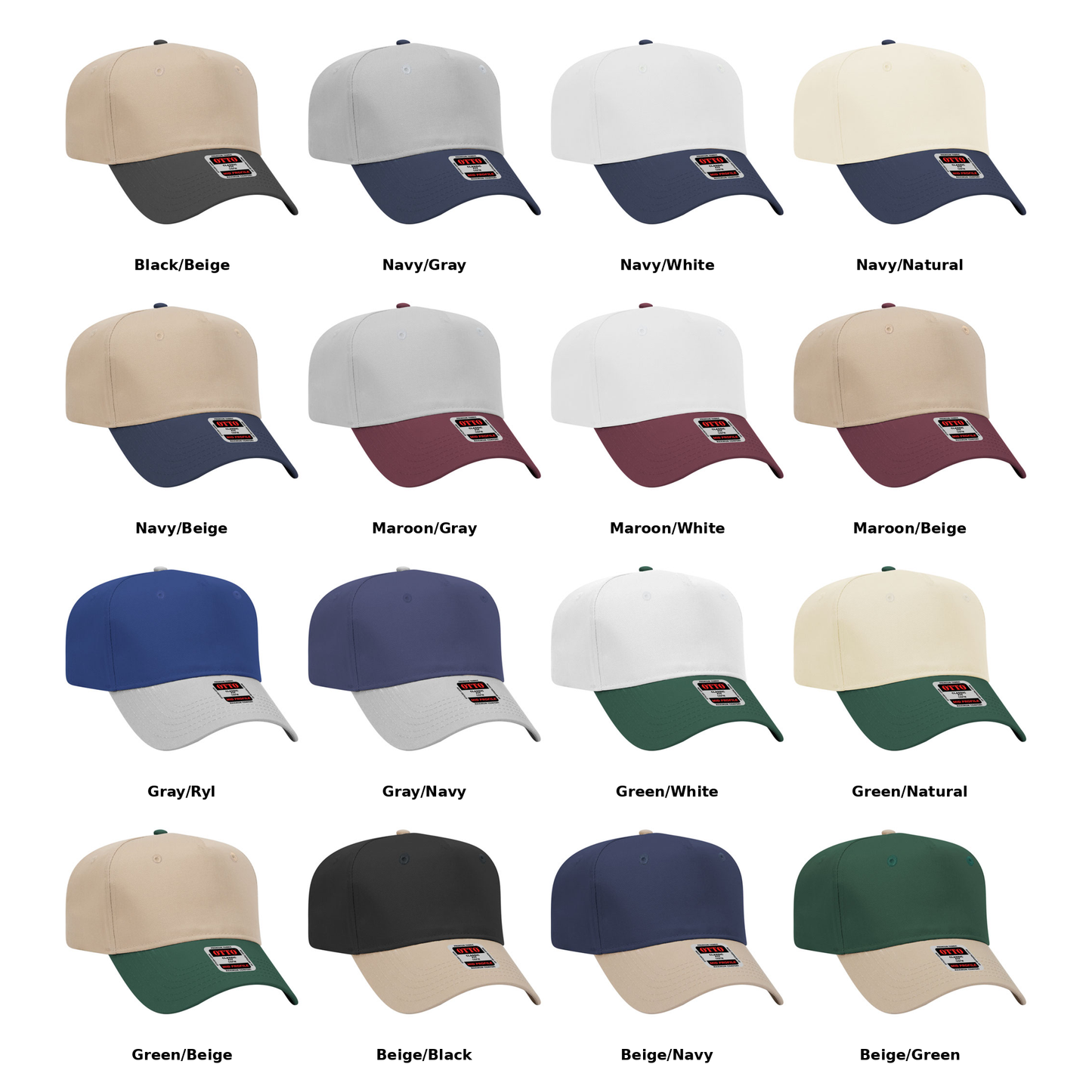 OTTO CAP 5 Panel Mid Profile Baseball Cap - Crown Split