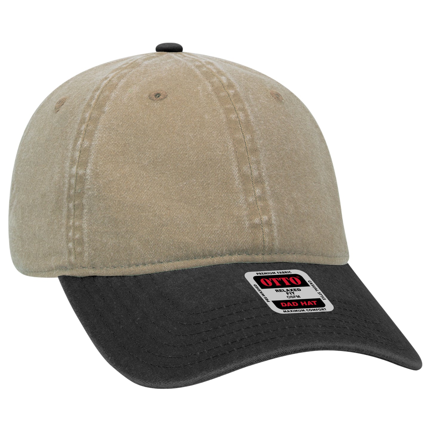 OTTO CAP 6 Panel Low Profile Dad Hat - Garment Washed / Crown Split