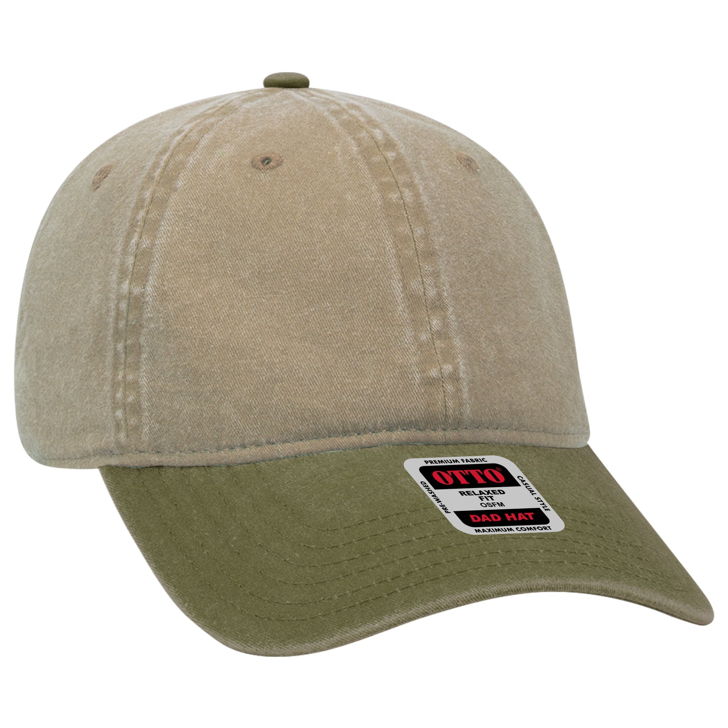 OTTO CAP 6 Panel Low Profile Dad Hat - Garment Washed / Crown Split