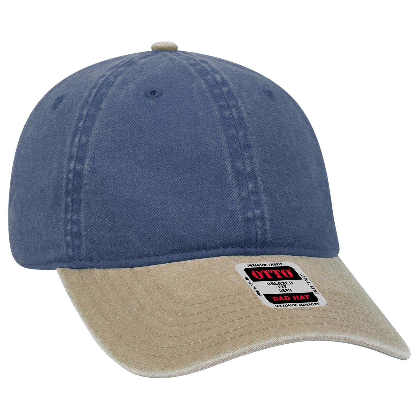 OTTO CAP 6 Panel Low Profile Dad Hat - Garment Washed / Crown Split