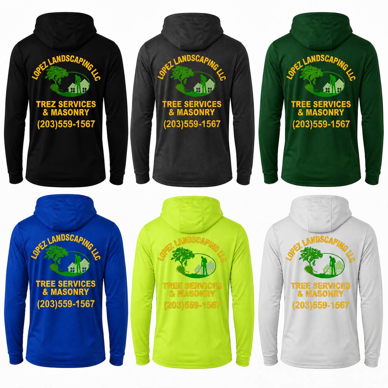 (6) Pack Hooded Long Sleeve Landscaping Tshirt