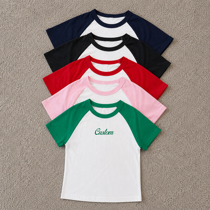 Custom Embroidered Micro Rib Raglan Baby Tee